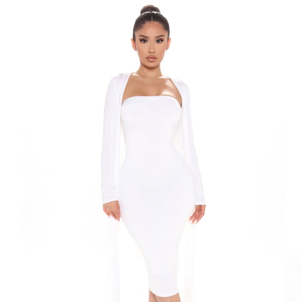 Still Fallin’ For Him Dress Set- white FASHIONNOVA